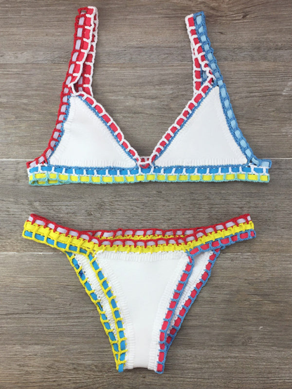 Drune | Handgehäkelter Bikini Strickpaneel Badeanzug Set