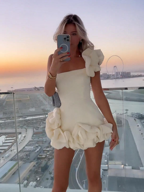 Drune |  Ein-Schulter-Minikleid