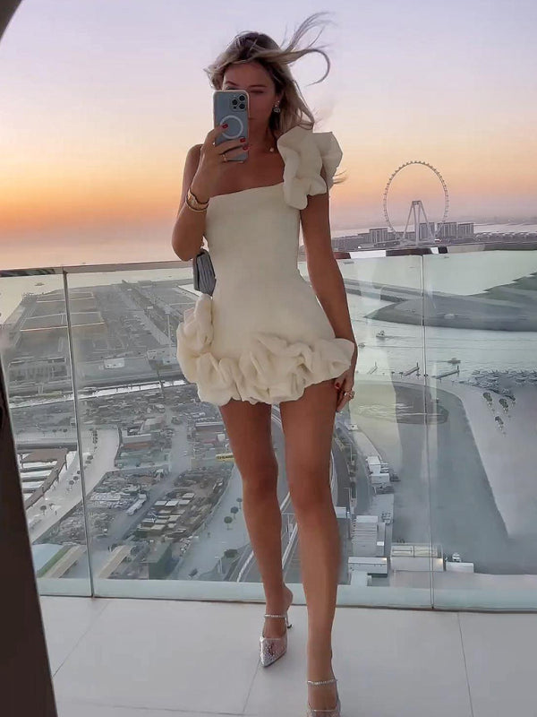Drune |  Ein-Schulter-Minikleid