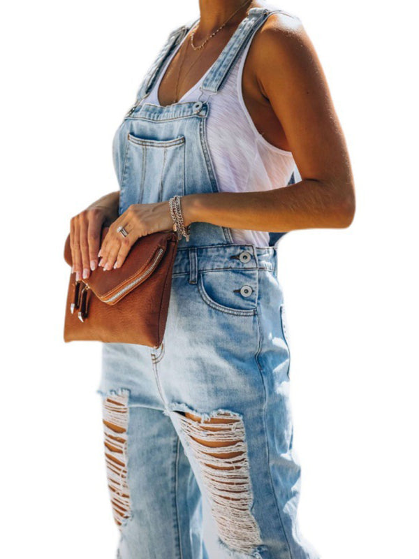 Drune | Neuer Stil Lässiger Pendler Zerrissener Mid Waist Denim Overall