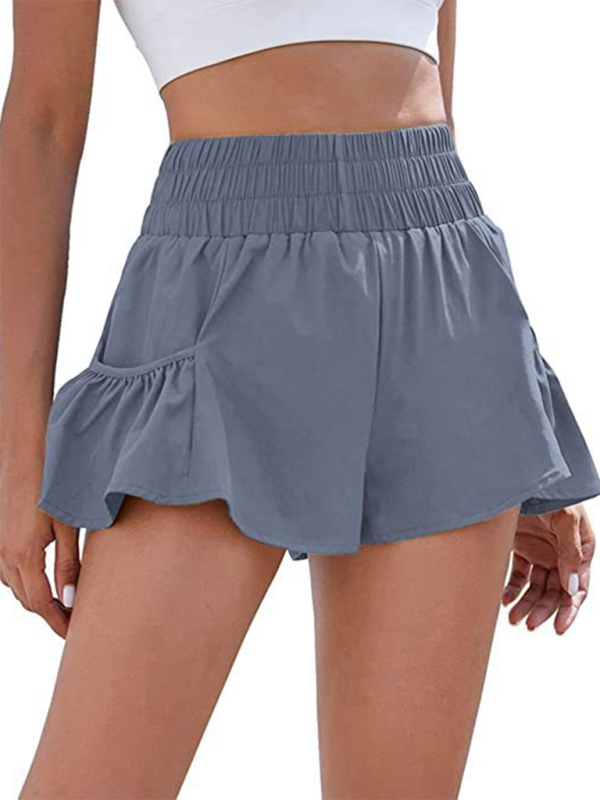 Drune | Damen Fitness Lauf Quick-Dry Hohe Taille Shorts mit Taschen