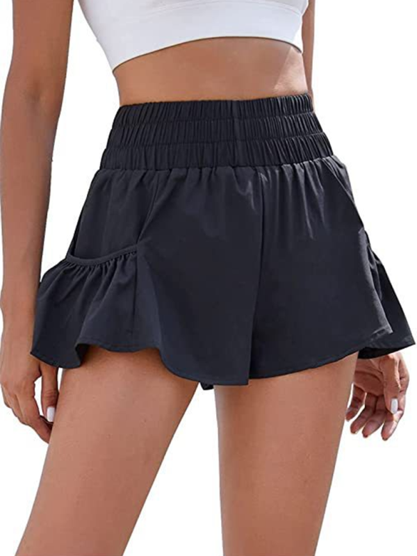 Drune | Damen Fitness Lauf Quick-Dry Hohe Taille Shorts mit Taschen