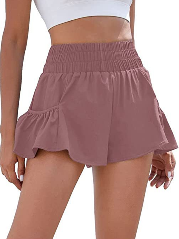 Drune | Damen Fitness Lauf Quick-Dry Hohe Taille Shorts mit Taschen