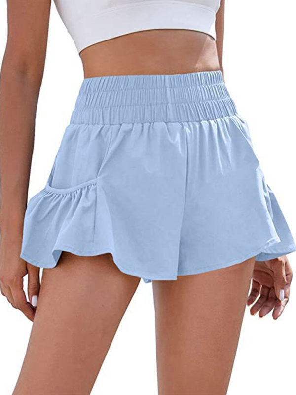 Drune | Damen Fitness Lauf Quick-Dry Hohe Taille Shorts mit Taschen