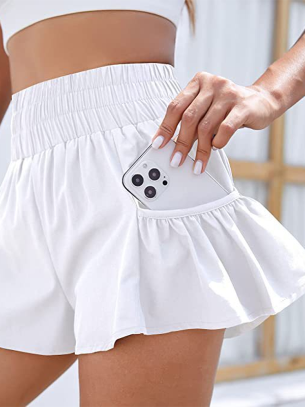 Drune | Damen Fitness Lauf Quick-Dry Hohe Taille Shorts mit Taschen