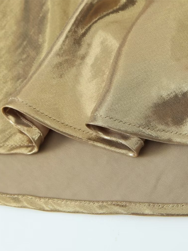 Drune | Tiefer Rückenausschnitt metallisches Straps Kleid