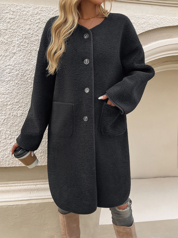 Drune | Teddyjacke - Damenoberbekleidung mit Knöpfen und Taschen