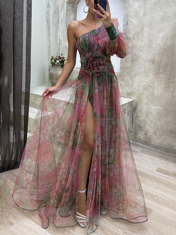 Drune | Neue Party-Mesh-Schulter-Schlitzenkleid INS Lässige Modekleider