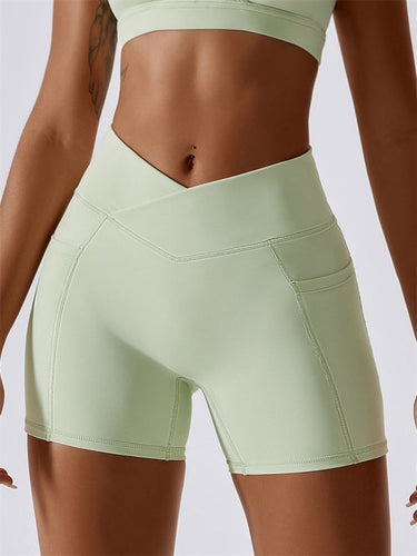 Drune | Damen Naked Hip Pocket Crossover Taille Leggings Sport Shorts