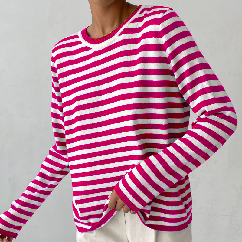 Drune | Elegantes Gestreiftes T-Shirt Leichter Stoff