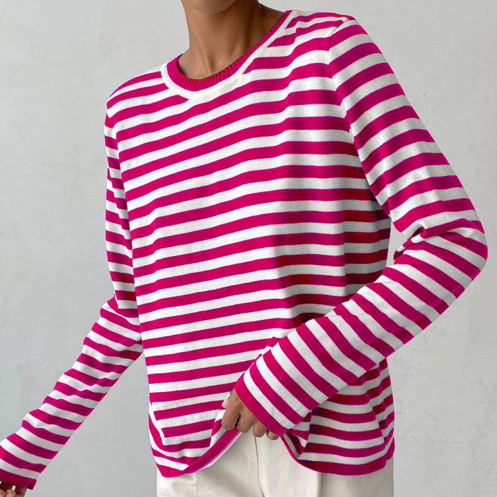 Drune | Elegantes Gestreiftes T-Shirt Leichter Stoff