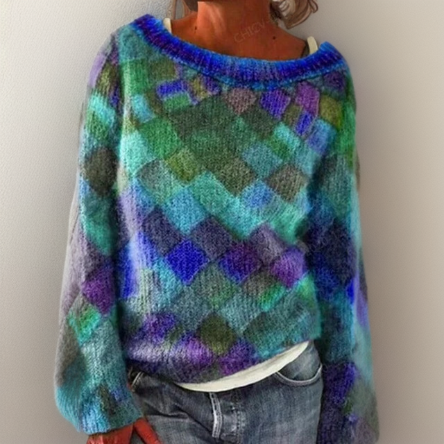 Drune | Stilvoller, Lockerer Pullover mit Diamantmuster