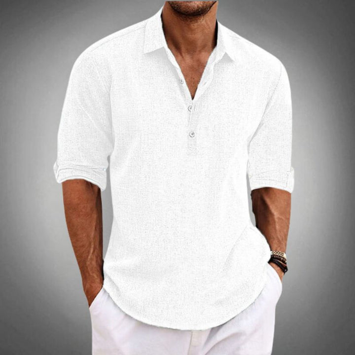Drune | Herren Langarm-Poloshirt mit Knopfleiste