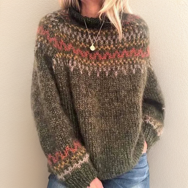 Drune | Pullover Pedrini Retro Stil Hoher Kragen Weiche Gestrickte Textur