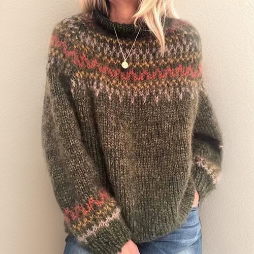 Drune | Pullover Pedrini Retro Stil Hoher Kragen Weiche Gestrickte Textur