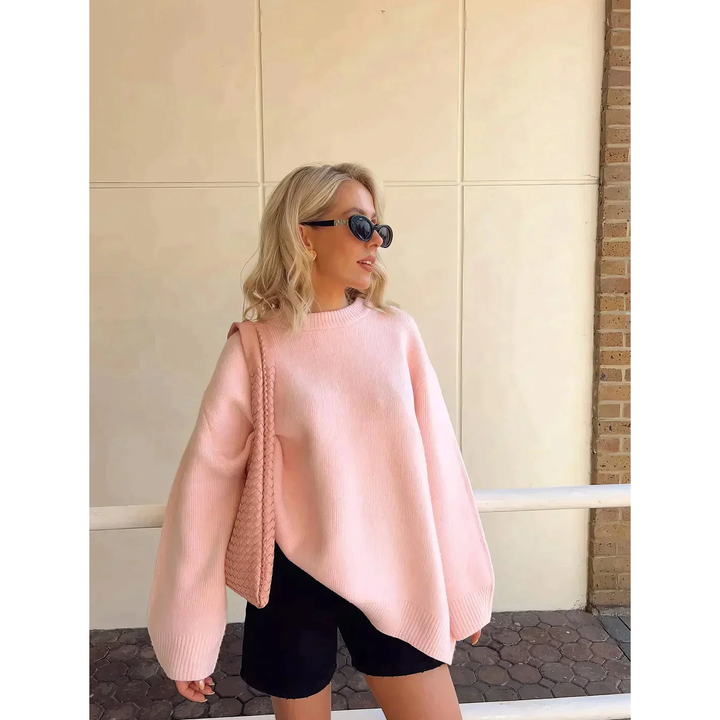 Drune | Übergröße RosA-Damenpullover mit Langen Ärmeln