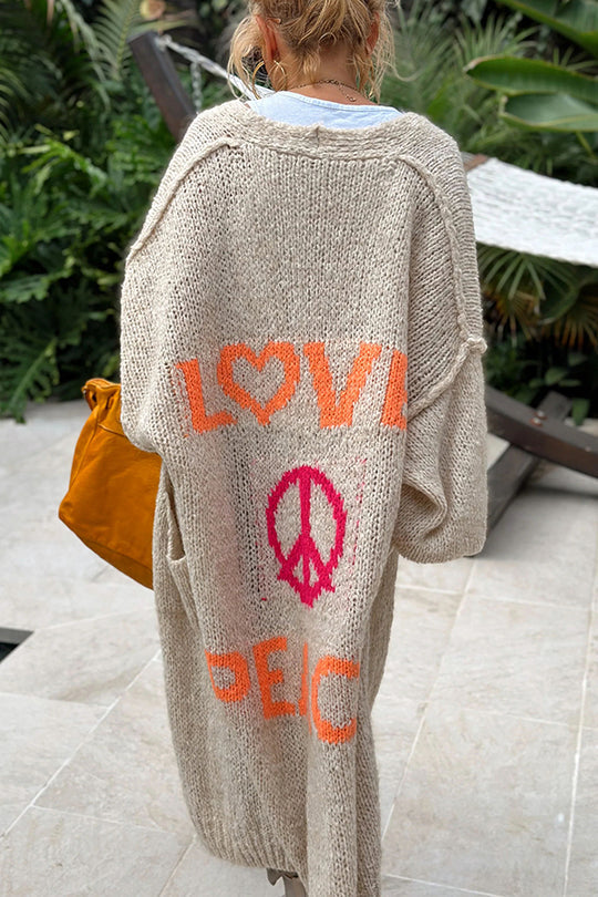 Drune | Oversize Strickjacke Mit Love & Peace Motiv