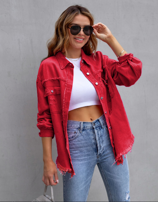 Drune - Zerrissenes Oversized Jeansjacke