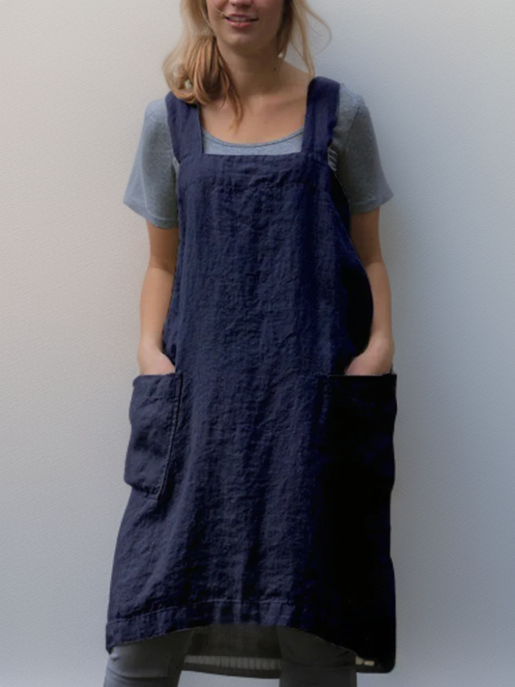 Drune | Baumwoll-Leinen Schürzenkleid mit Taschen
