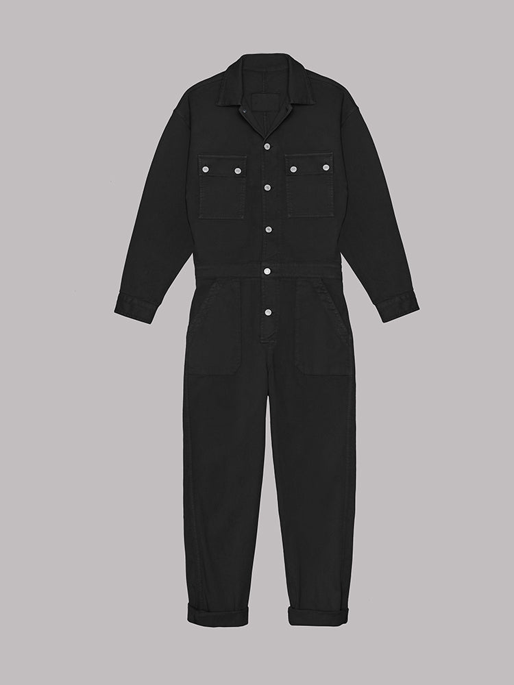 Drune | Damen Utility Jumpsuit mit Langen Ärmeln und Taschen