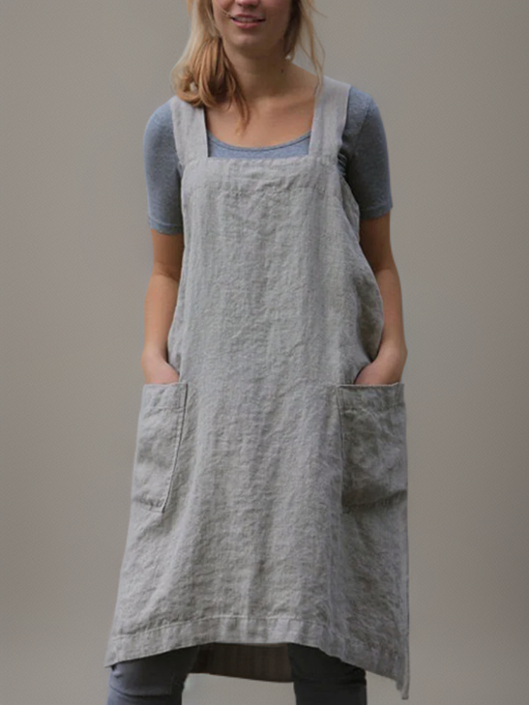 Drune | Baumwoll-Leinen Schürzenkleid mit Taschen