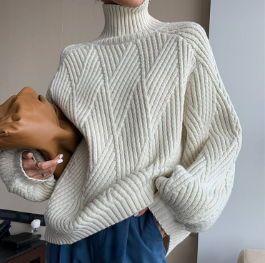 Drune | Bequemer urbaner oversized Langarm Cashmere Rollkragenpullover ideal für den Winter