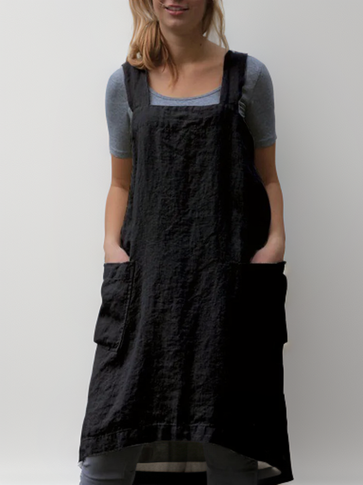 Drune | Baumwoll-Leinen Schürzenkleid mit Taschen