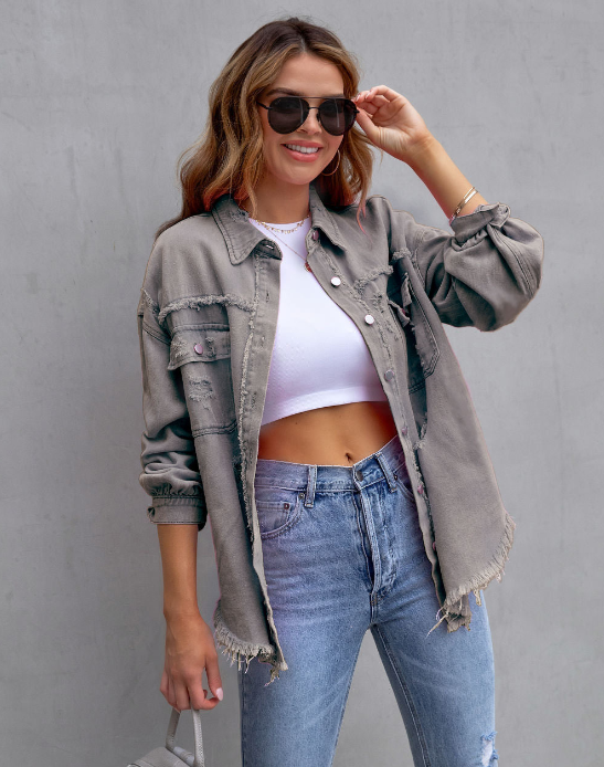 Drune - Zerrissenes Oversized Jeansjacke