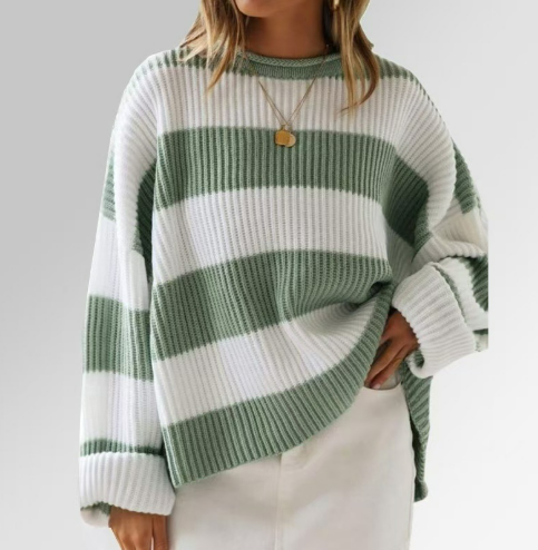 Drune | Leicht gestreifter Strickpullover Ideal für den Winter