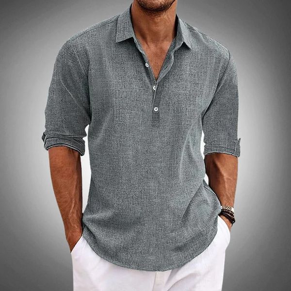 Drune | Herren Langarm-Poloshirt mit Knopfleiste
