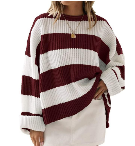 Drune | Leicht gestreifter Strickpullover Ideal für den Winter