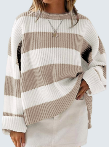 Drune | Leicht gestreifter Strickpullover Ideal für den Winter