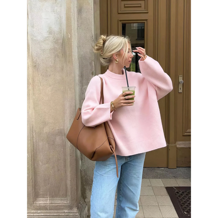 Drune | Übergröße RosA-Damenpullover mit Langen Ärmeln
