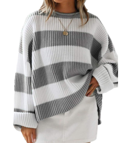 Drune | Leicht gestreifter Strickpullover Ideal für den Winter