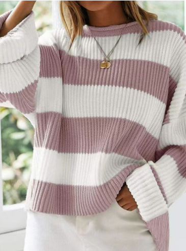 Drune | Leicht gestreifter Strickpullover Ideal für den Winter