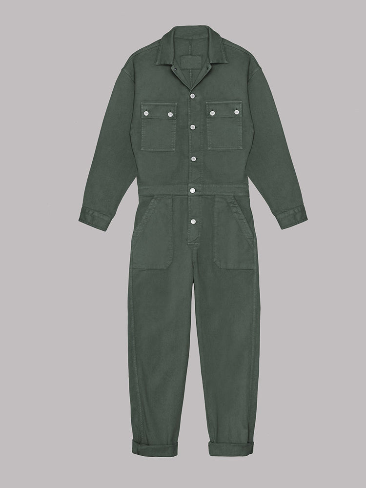 Drune | Damen Utility Jumpsuit mit Langen Ärmeln und Taschen