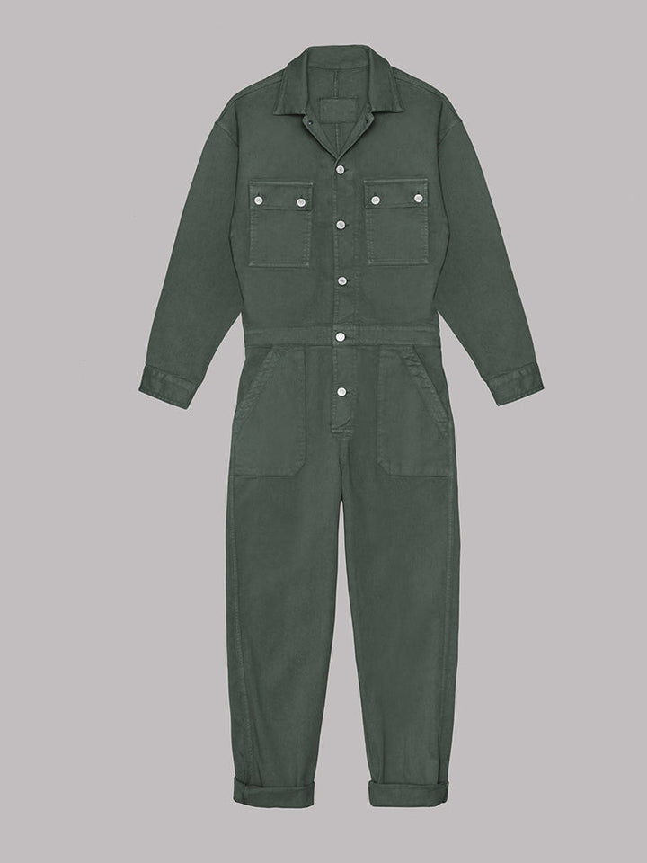 Drune | Damen Utility Jumpsuit mit Langen Ärmeln und Taschen