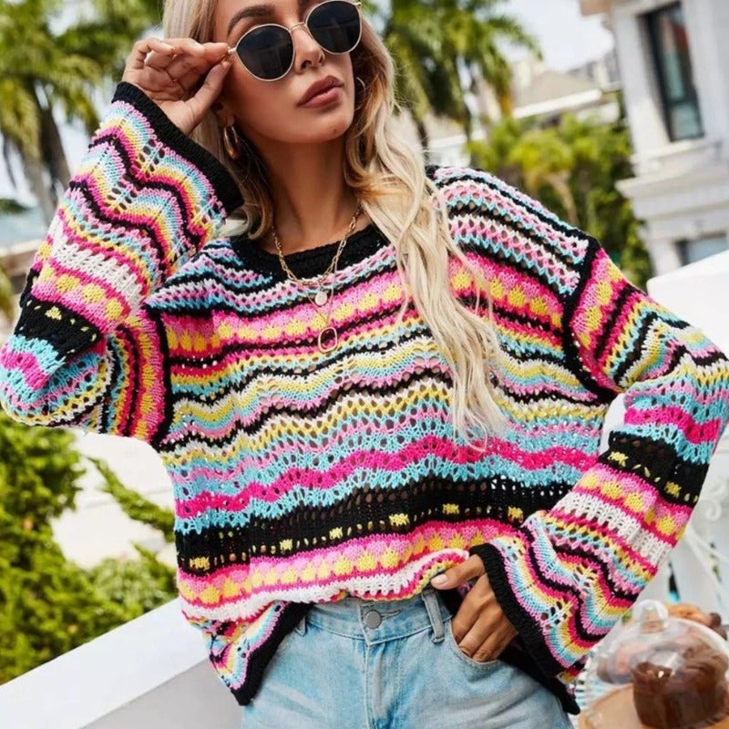 Drune | Buntgestreifter Strickpullover