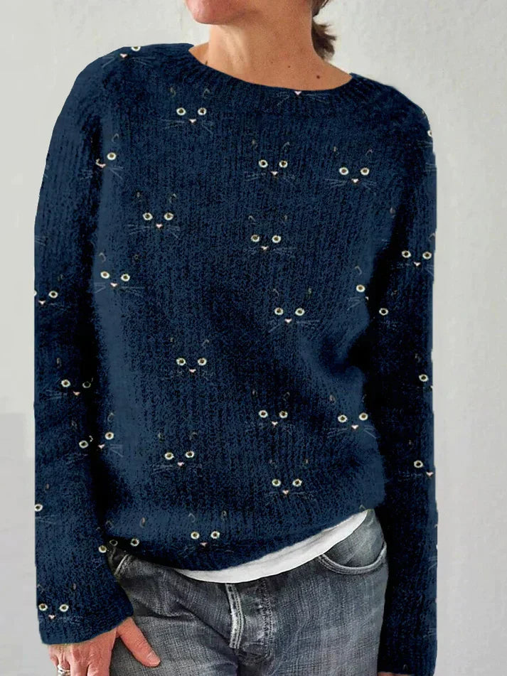 Drune | Stilvolles Sweatshirt mit Katzenmuster