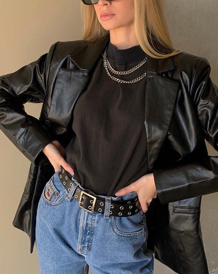 Drune | MODACHIC Freizeitblazer aus PU-Leder
