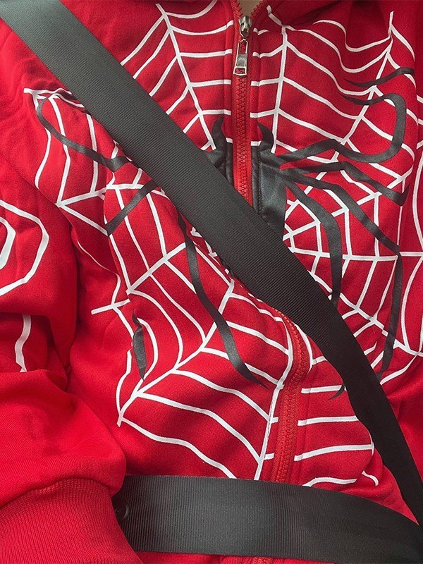 Drune | hoodie mit Reißverschluss und Spider-Logo