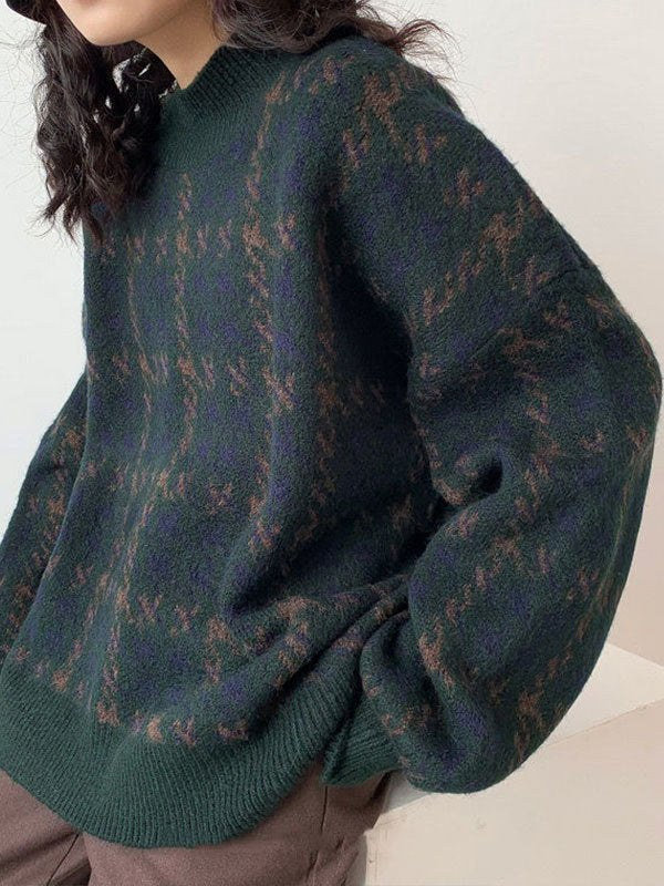 Drune | Vintage gestrickter Pullover mit Karomuster