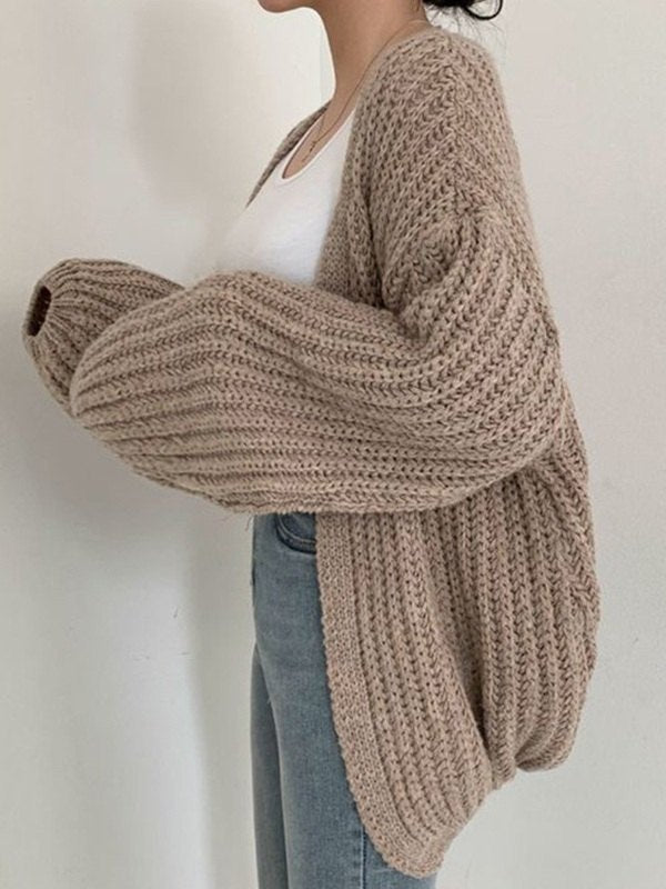 Drune | oversized gestrickte Strickjacke mit langen Ärmeln und offener Vorderseite