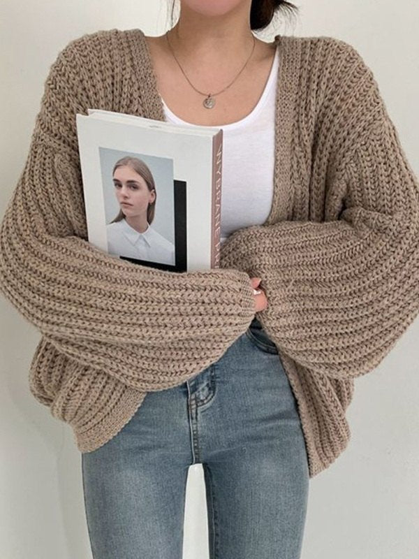 Drune | oversized gestrickte Strickjacke mit langen Ärmeln und offener Vorderseite