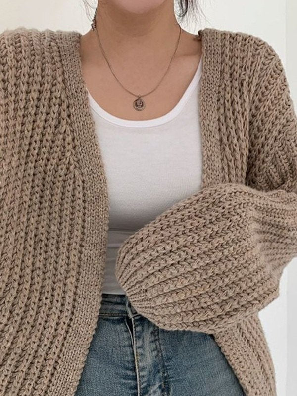 Drune | oversized gestrickte Strickjacke mit langen Ärmeln und offener Vorderseite
