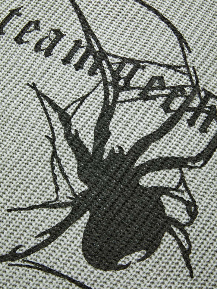 Drune | Punk geripptes Strickpullover mit bedruckter Spinne
