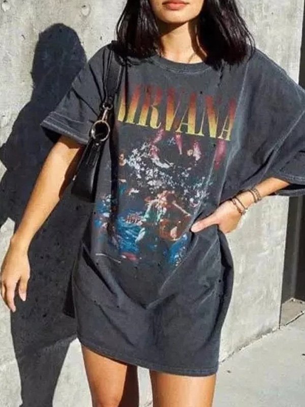 Drune | Schwarzes Rock Man Graphic Übergröße Tshirt