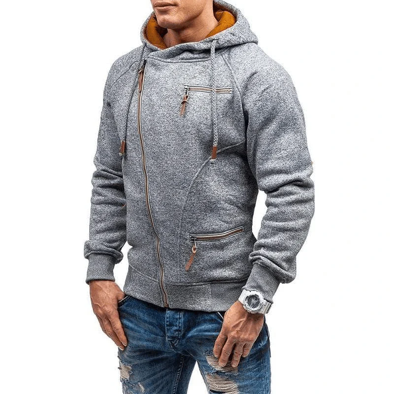 Drune | Kapuzenpullover Fleece Reguläre Passform Asymmetrischer Reißverschluss Reißverschlusstaschen