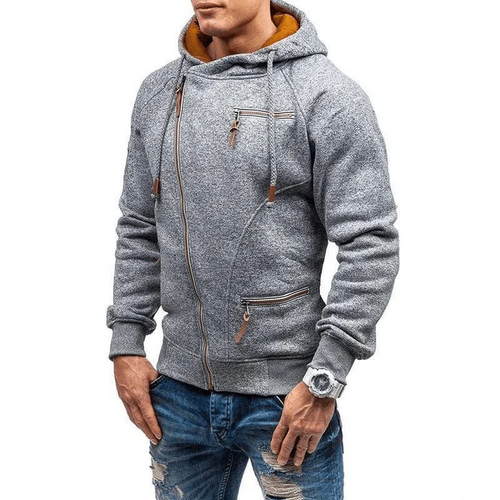 Drune | Kapuzenpullover Fleece Reguläre Passform Asymmetrischer Reißverschluss Reißverschlusstaschen