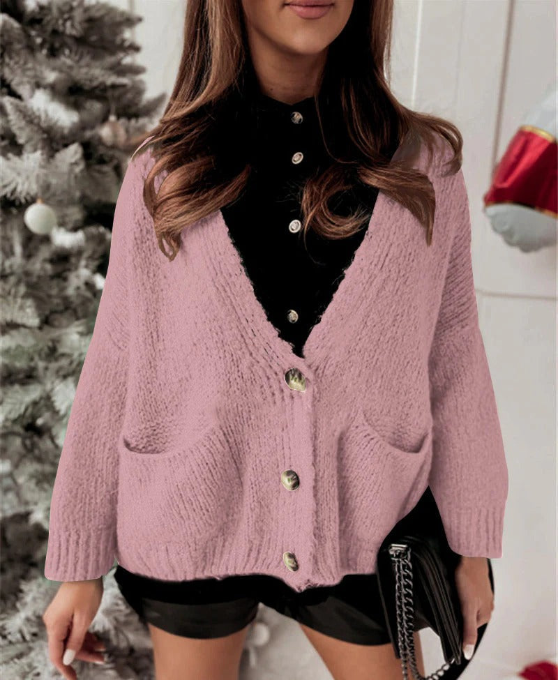 Drune | Strickjacke Übergröße Passform Gestrickt V-Ausschnitt Knöpfe Lässiger Stil
